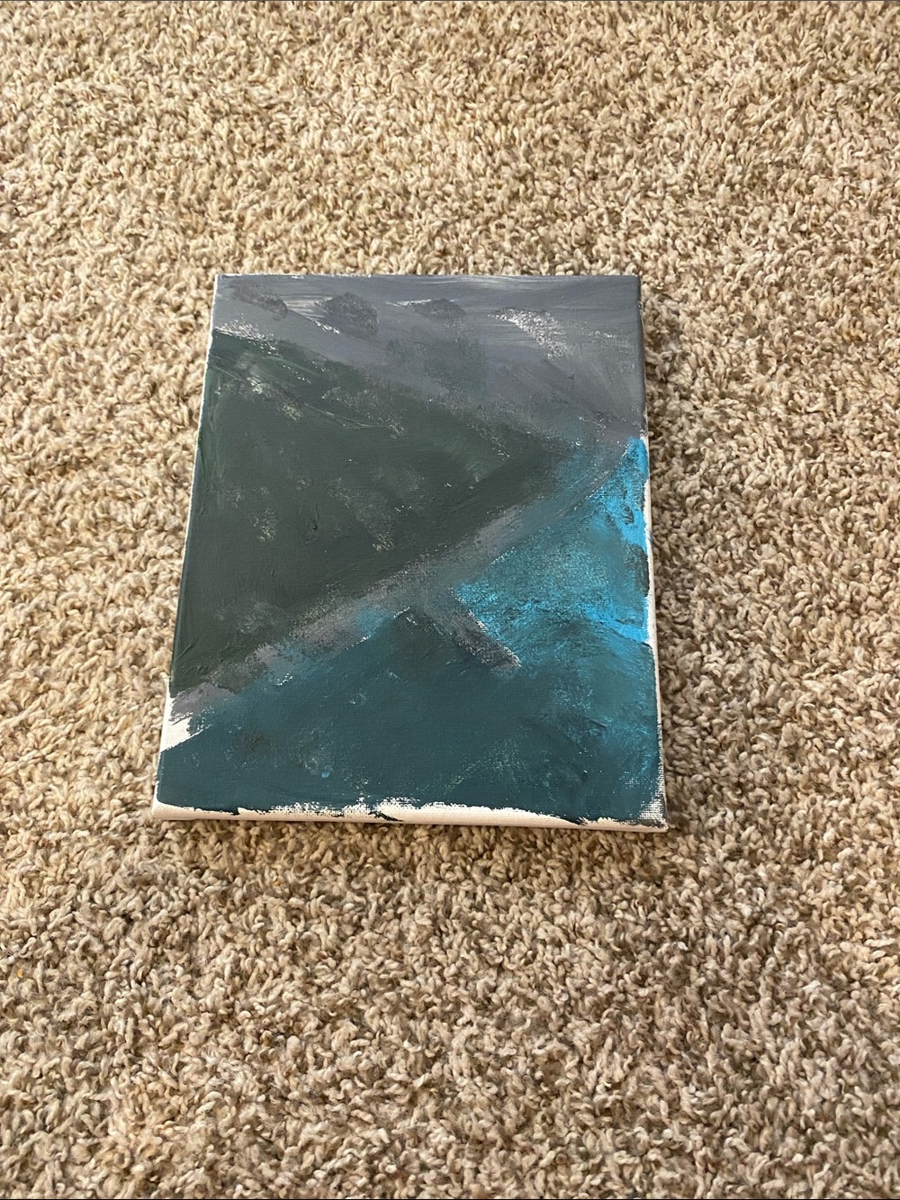Abstract Teal and Gray Canvas Art - Unbranded